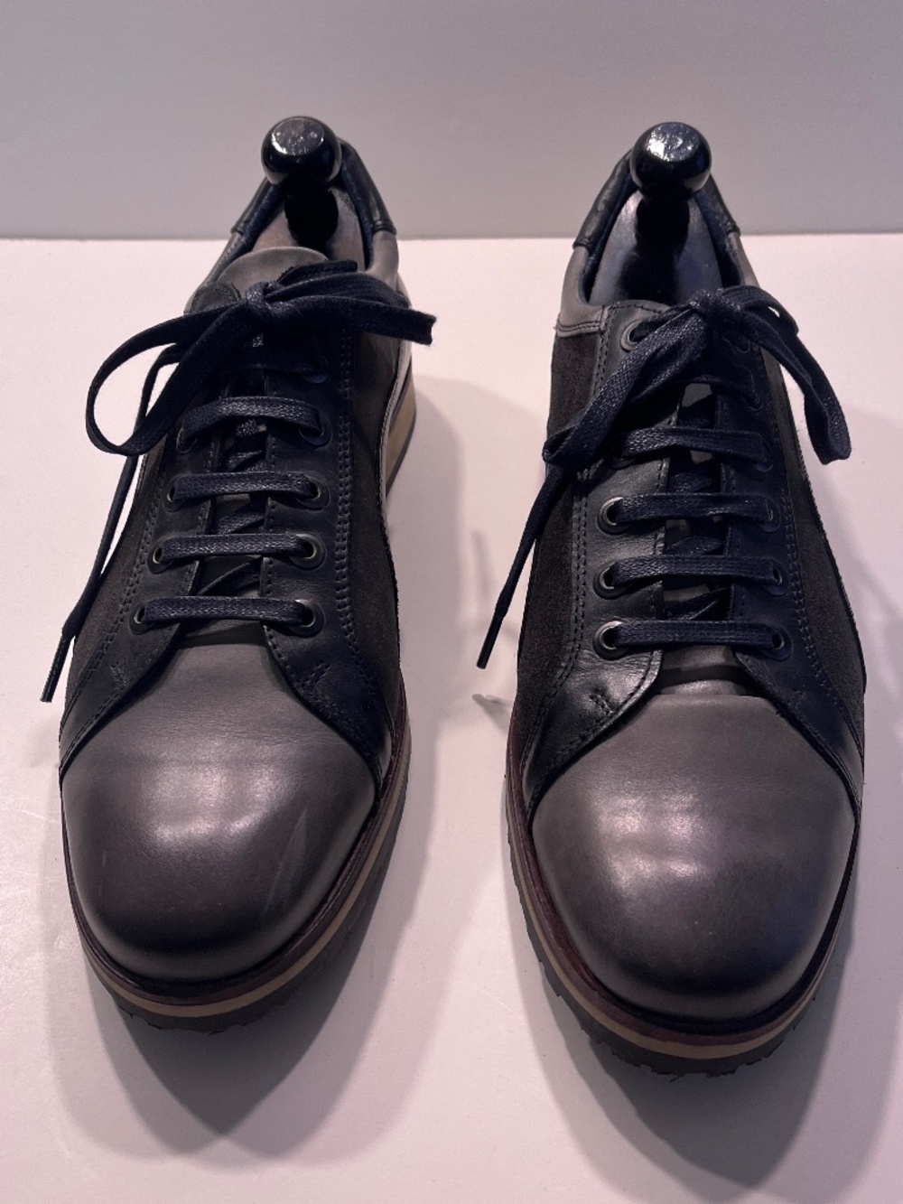 Sinfonia navy/grey leather bowling casual shoes 45 (11.5) made in Italy